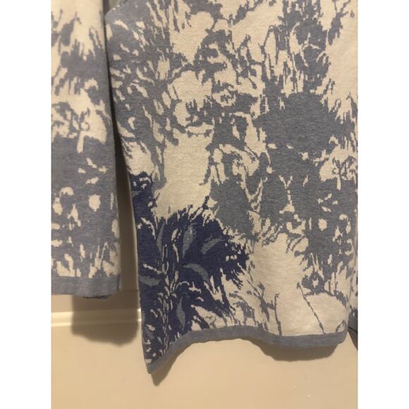 Chico's Top 100% Cotton Floral Printed Pullover 3/4 Sleeve Blue Blouse‎ 2 Large - Picture 5 of 7